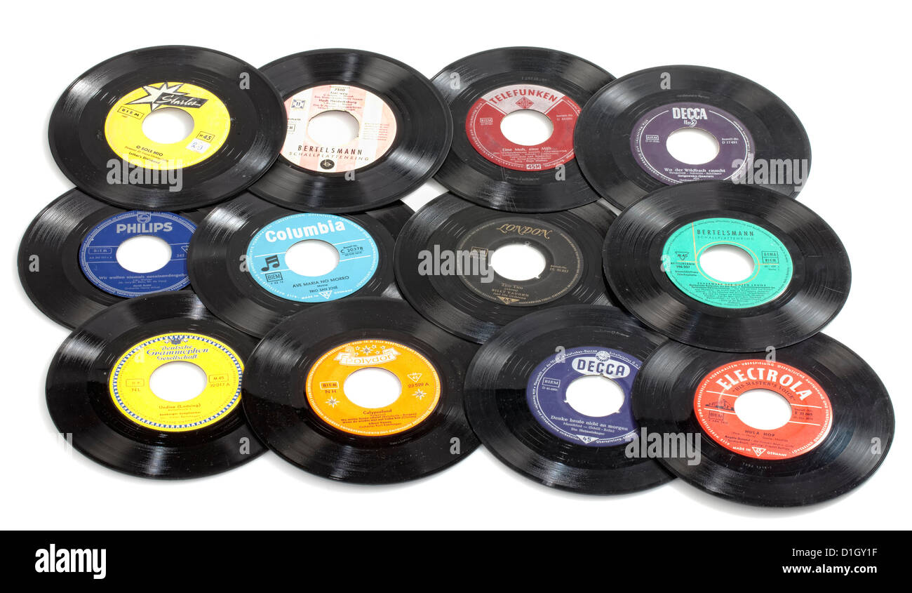 Alte Vinyl-singles Stockfoto