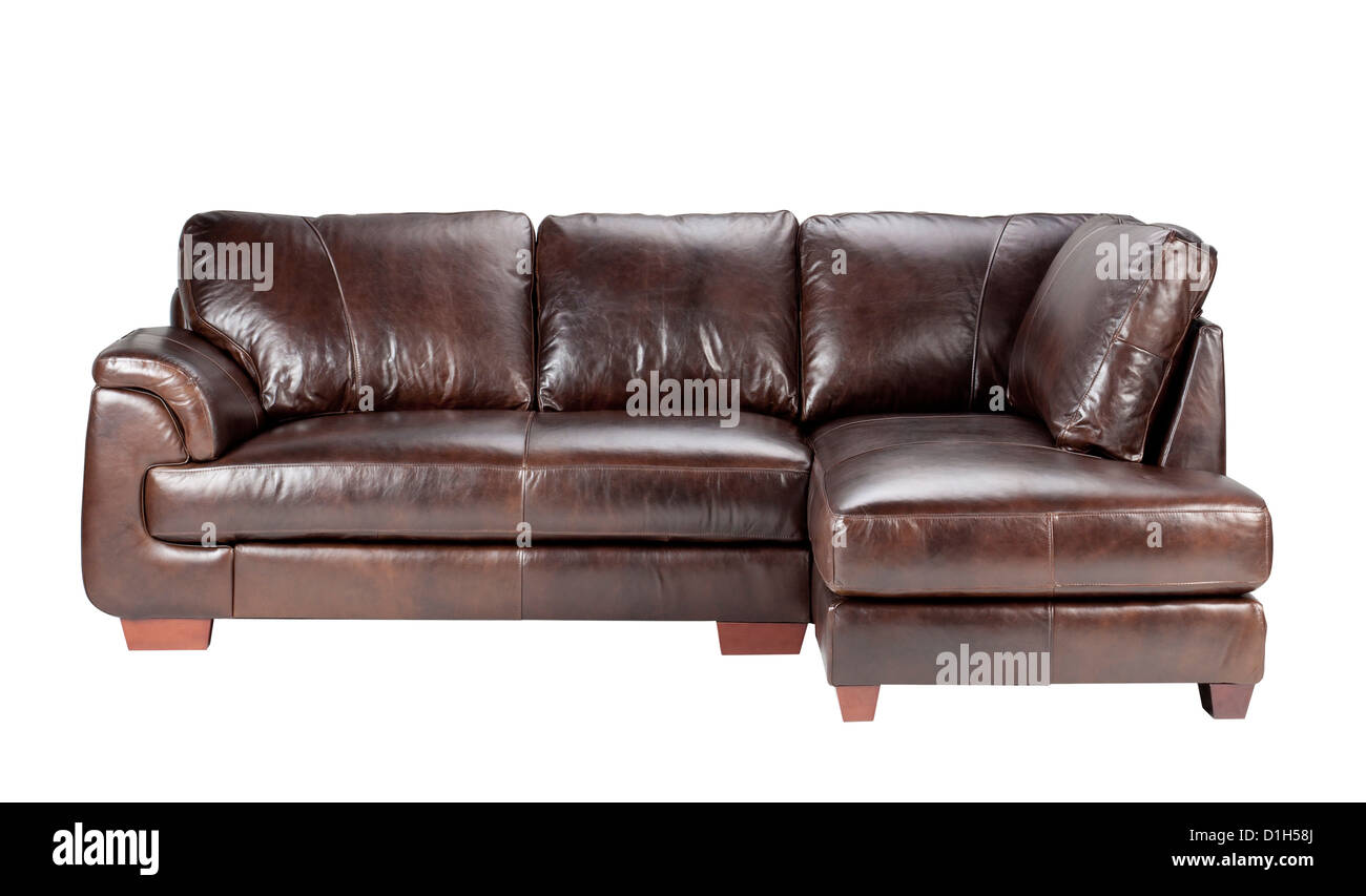 Schöne und komfortable Luxus Echtleder Sofa Bank Stockfoto