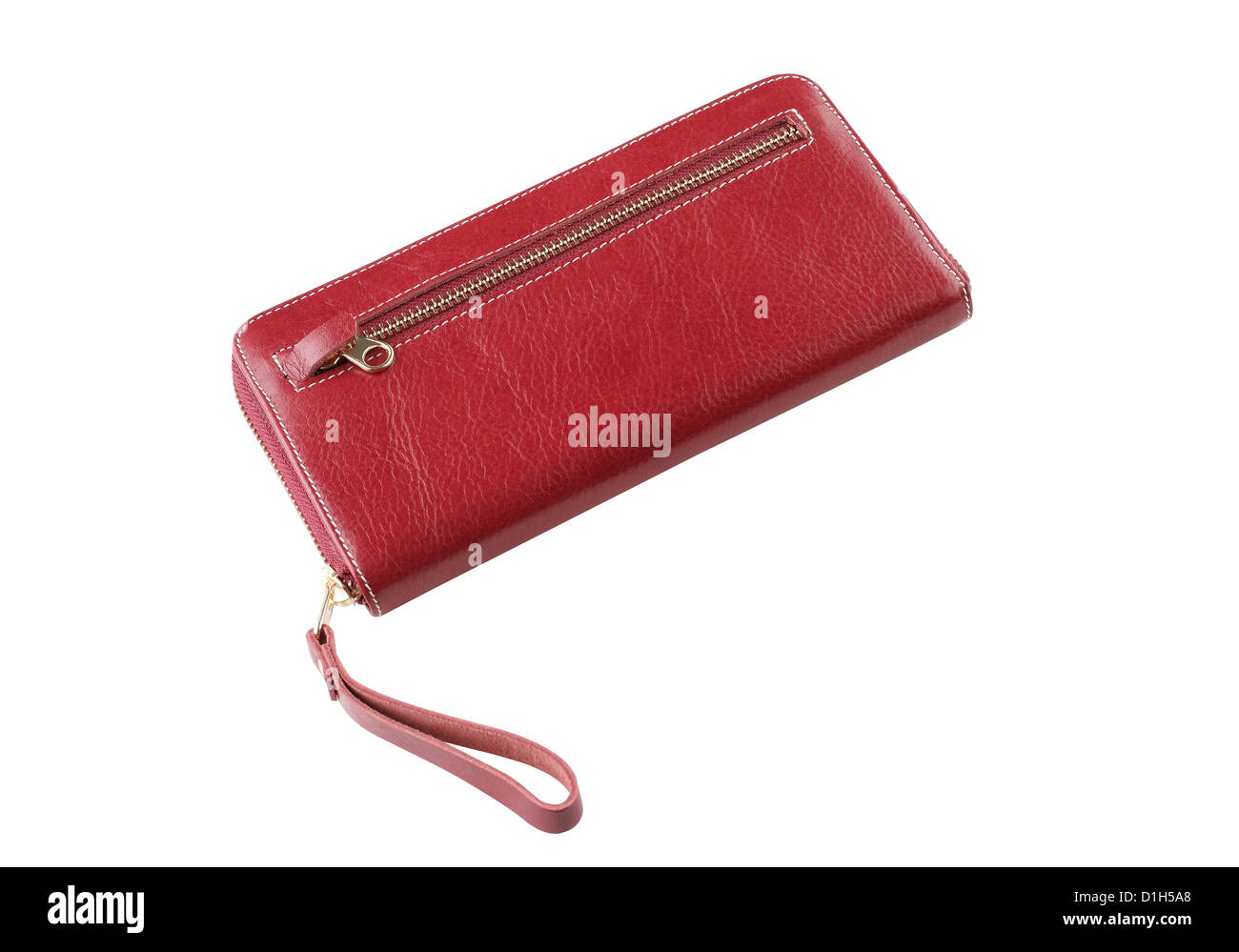 Schöne Frau Geldbörse aus echtem Leder hergestellt isoliert Stockfoto