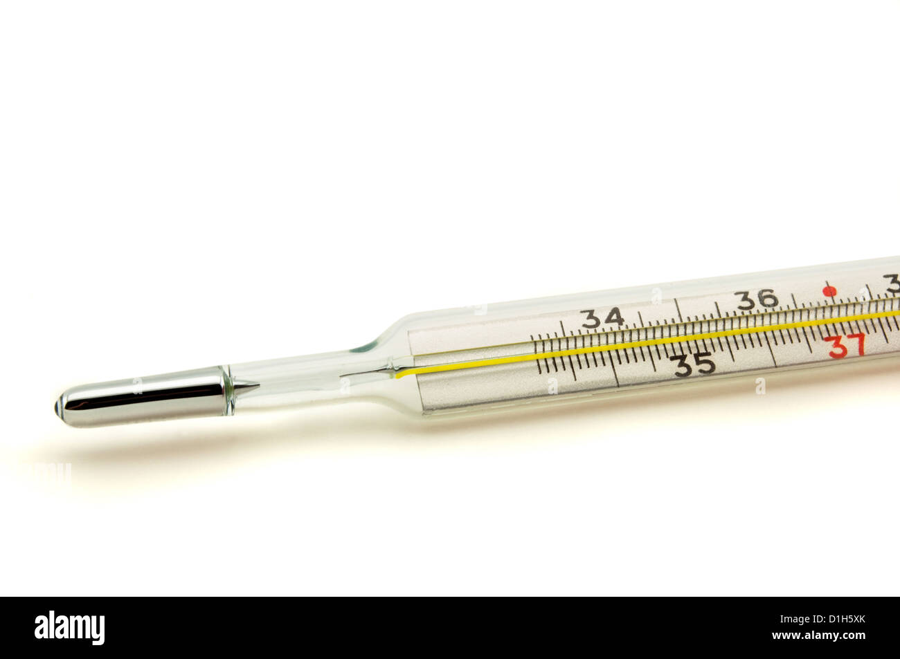Fieberthermometer isoliert auf weißem Hintergrund Stockfoto