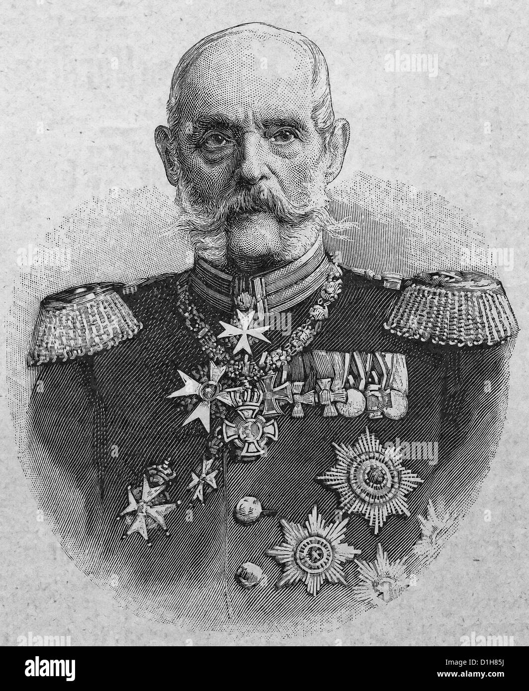 Allgemeinen Von Pape - Alexander August Wilhelm von Pape (2. Februar 1813 – 7. Mai 1895) wurde eine königliche preußische Infanterie Generaloberst mit den besonderen Rang der Brandenburgische. Stockfoto