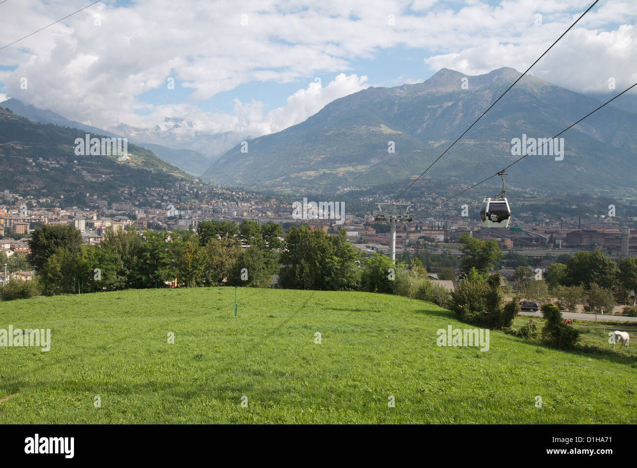 Skilift in Aosta-Tal Stockfoto