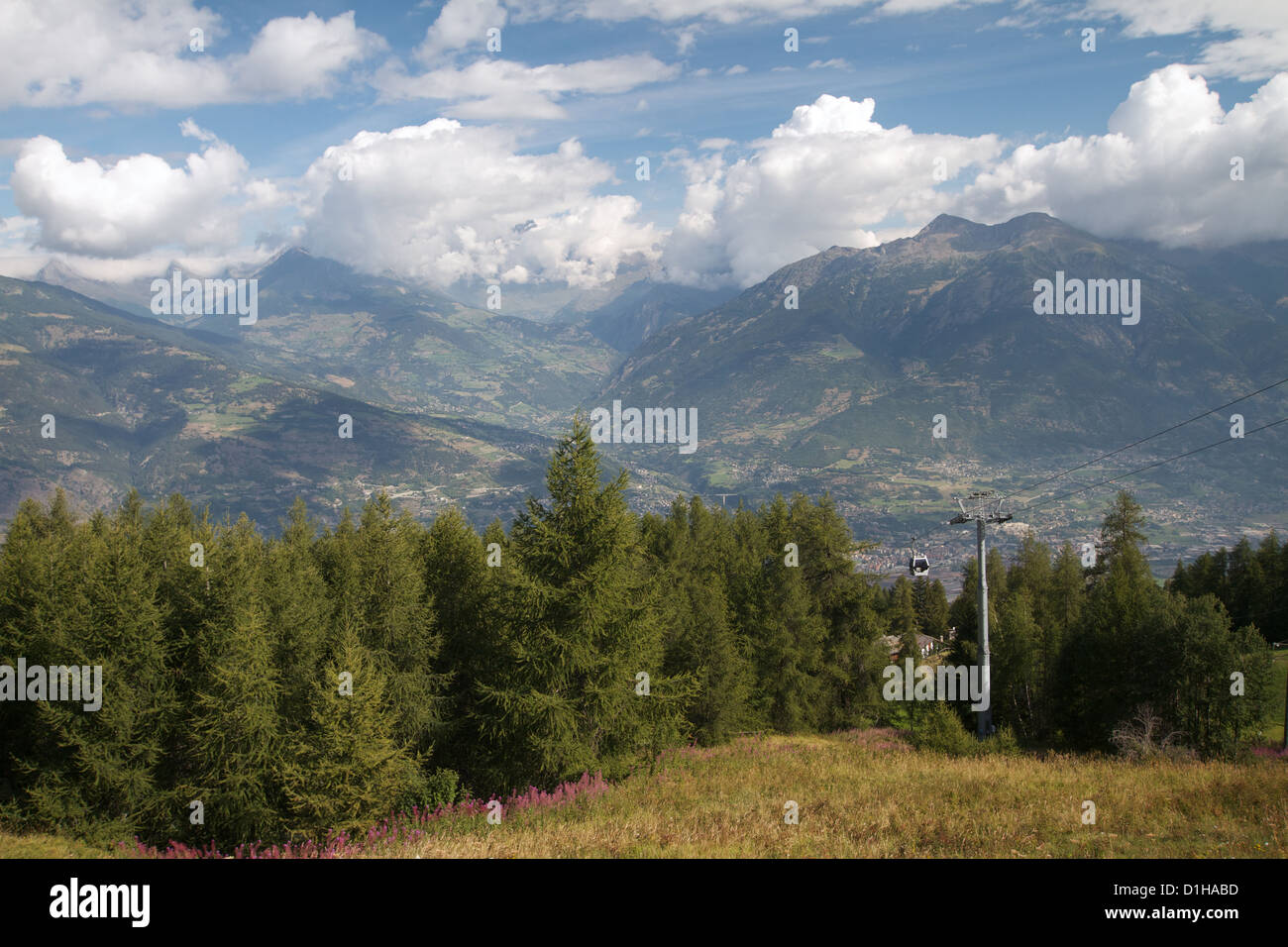 Skilift in Aosta-Tal Stockfoto