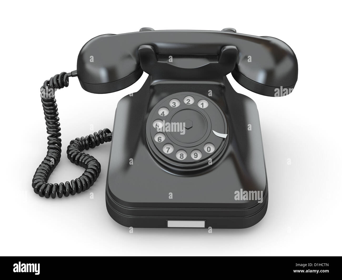 Altmodische Telefon auf weißem Hintergrund isoliert. 3D Stockfoto