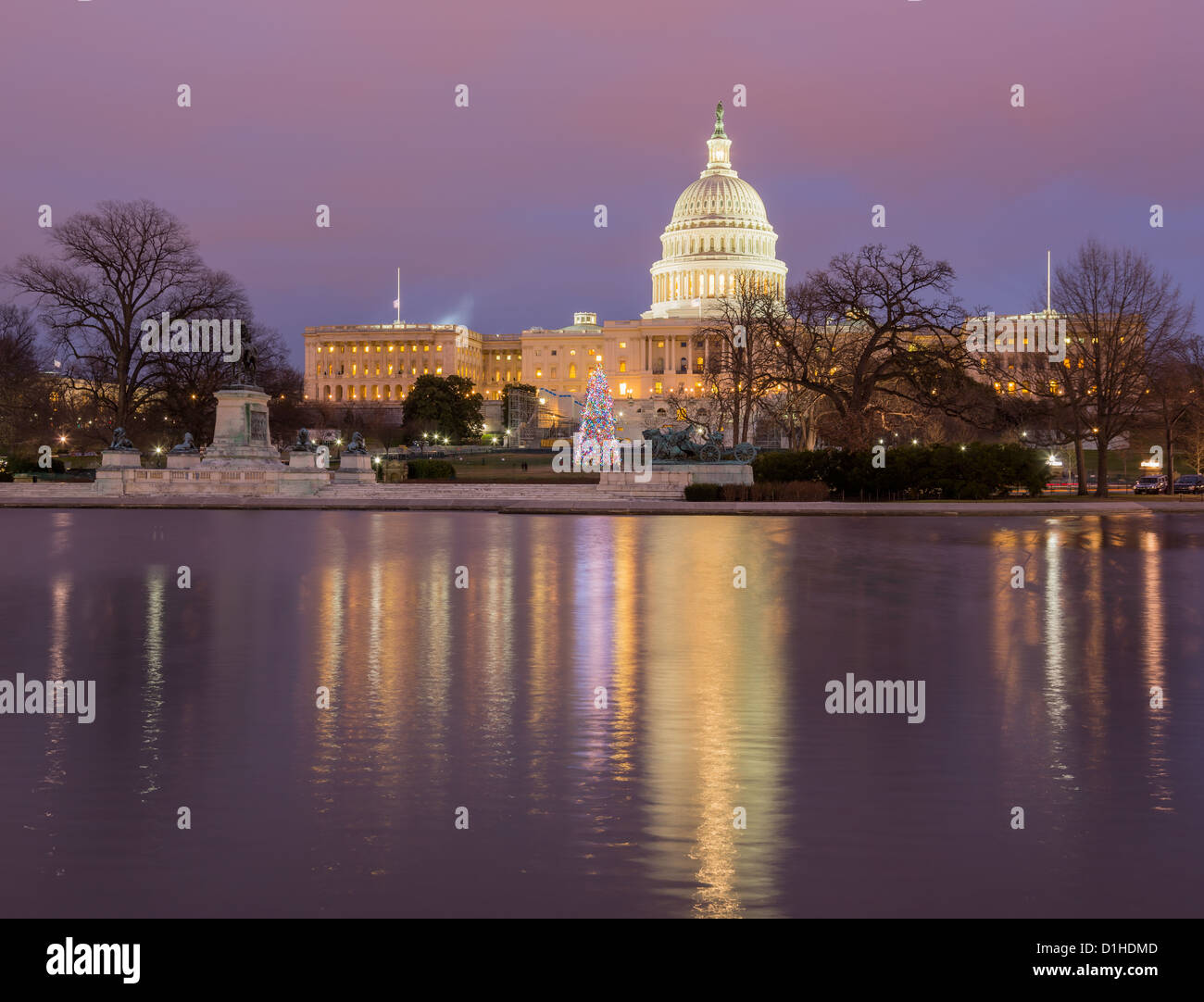 Washington DC, Kapitol bei Sonnenuntergang im winter Stockfoto