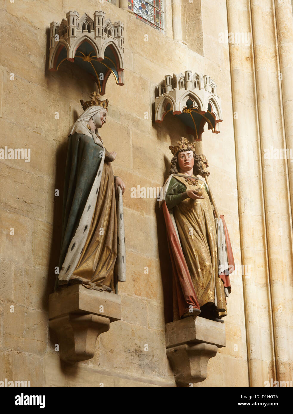 Figuren von Otto ich und Adelheid, Imperial Gründer der Meißner Dom, Sachsen, Bundesrepublik Deutschland. Stockfoto