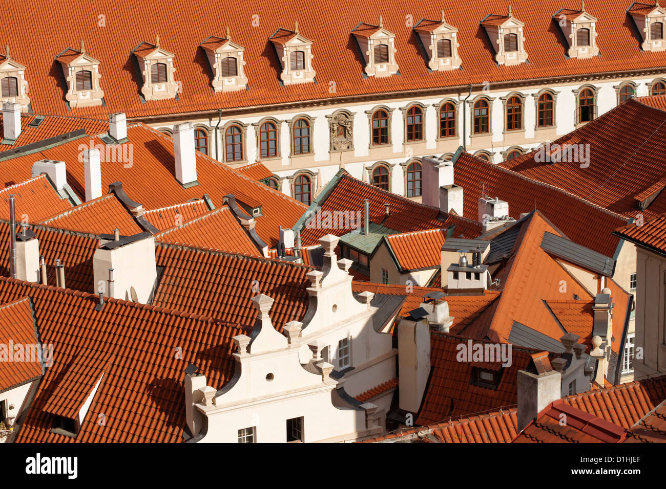 Blick von der Dachterrasse über Mala Strana, Prag, Tschechische Republik Stockfoto