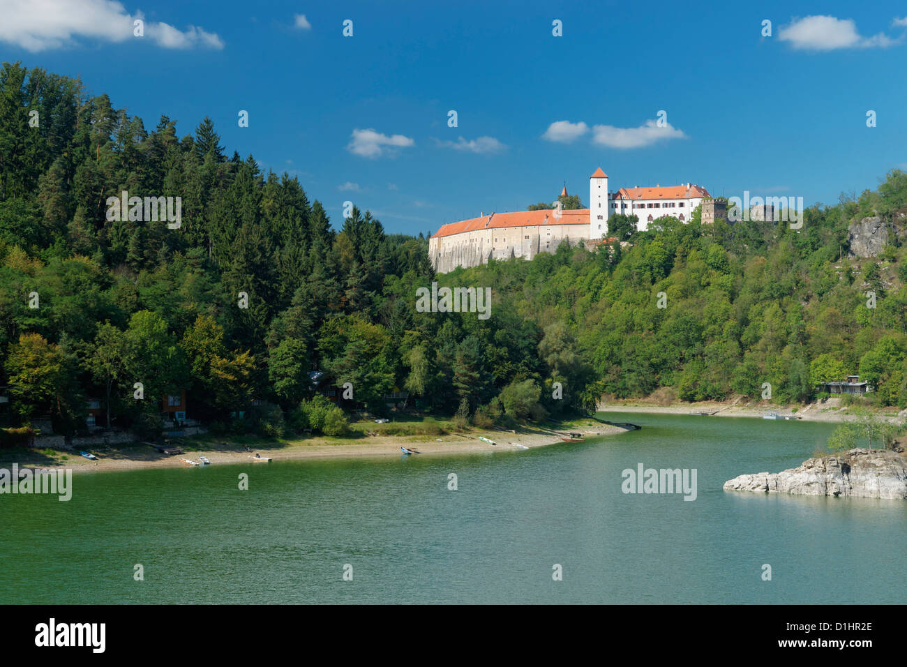 Bitov Burg über den Fluss Thaya, Süd-Mähren, Tschechische Republik Stockfoto