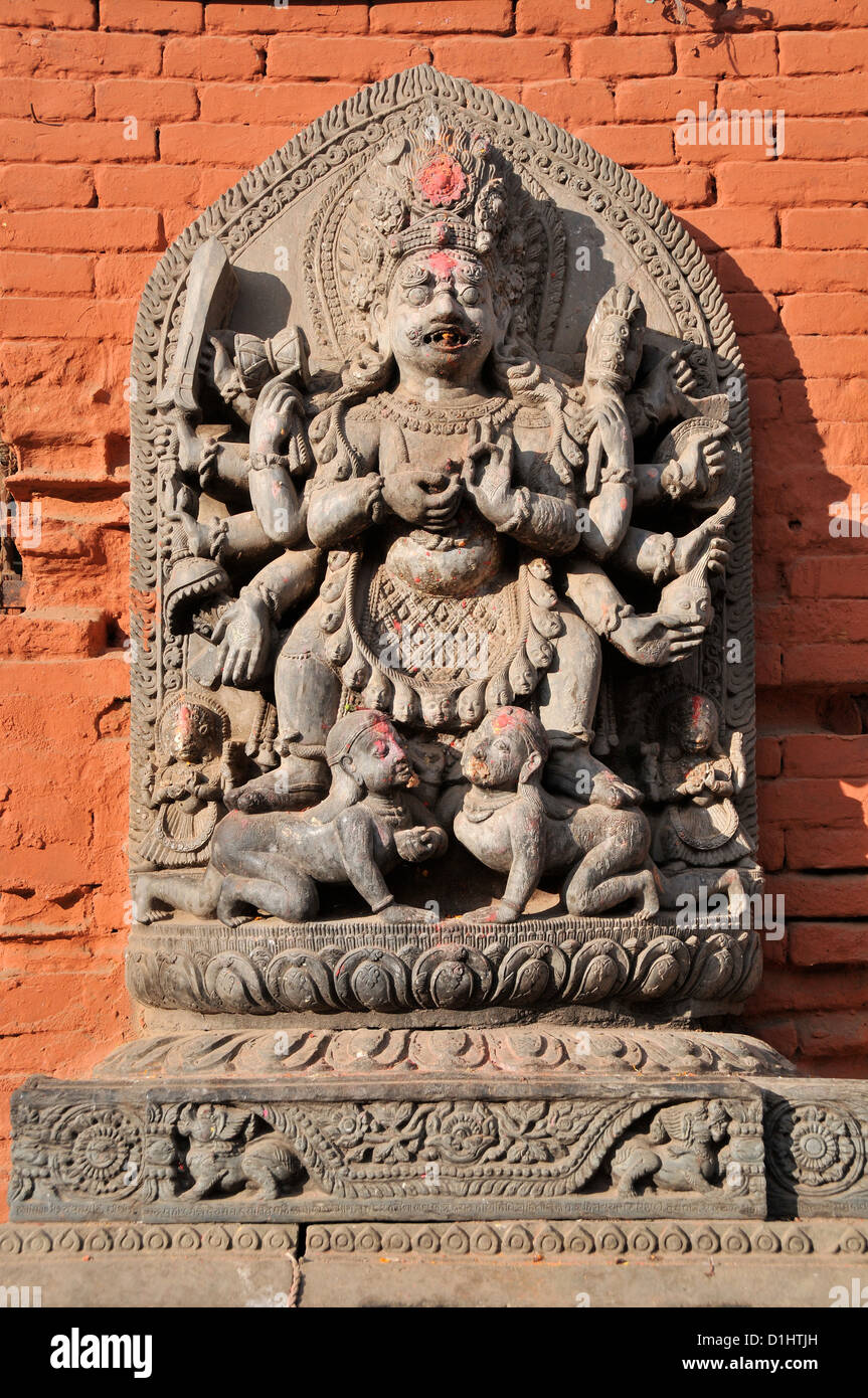 Skulptur, Bhairava Statue, Bhaktapur, Nepal Stockfoto