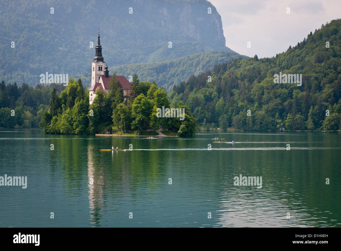 Kirche Mariä Himmelfahrt, Insel Bled, Slowenien Stockfoto