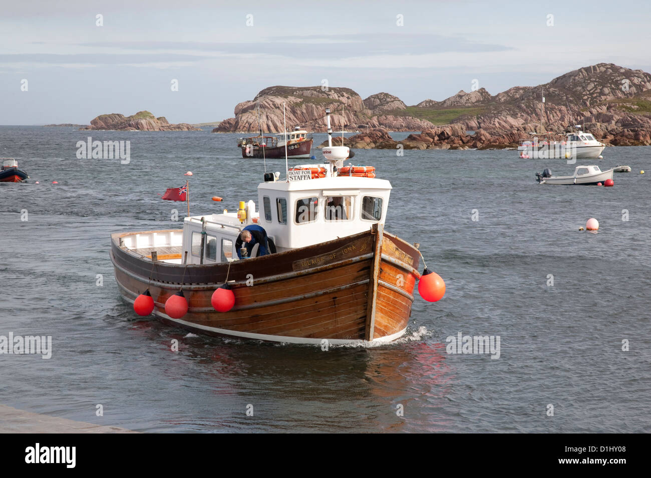 Boot, Staffa von Fionnphort; Isle of Mull; Schottland Stockfoto