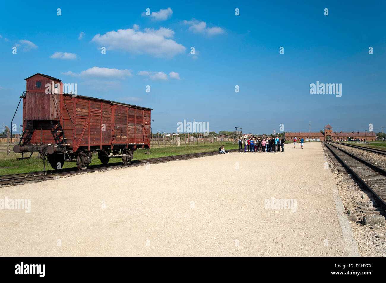 Ein "Güterwagen" (Güterwagen) auf Anzeige im Museum des ehemaligen Konzentrationslagers Auschwitz II-Birkenau in Südpolen. Stockfoto