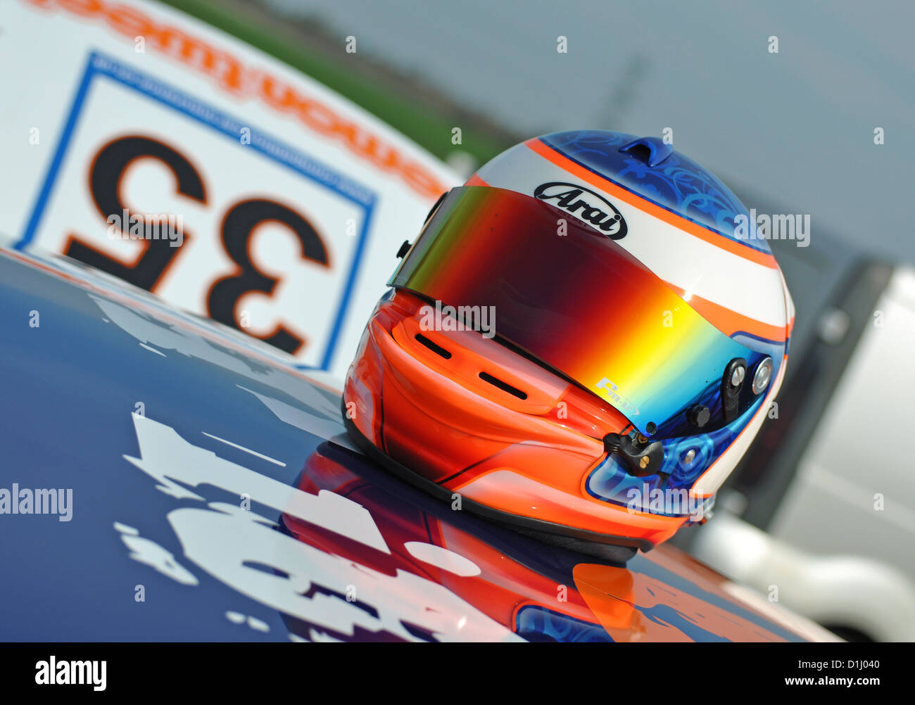 Castle Combe Circuit Fahrer Helm Stockfoto