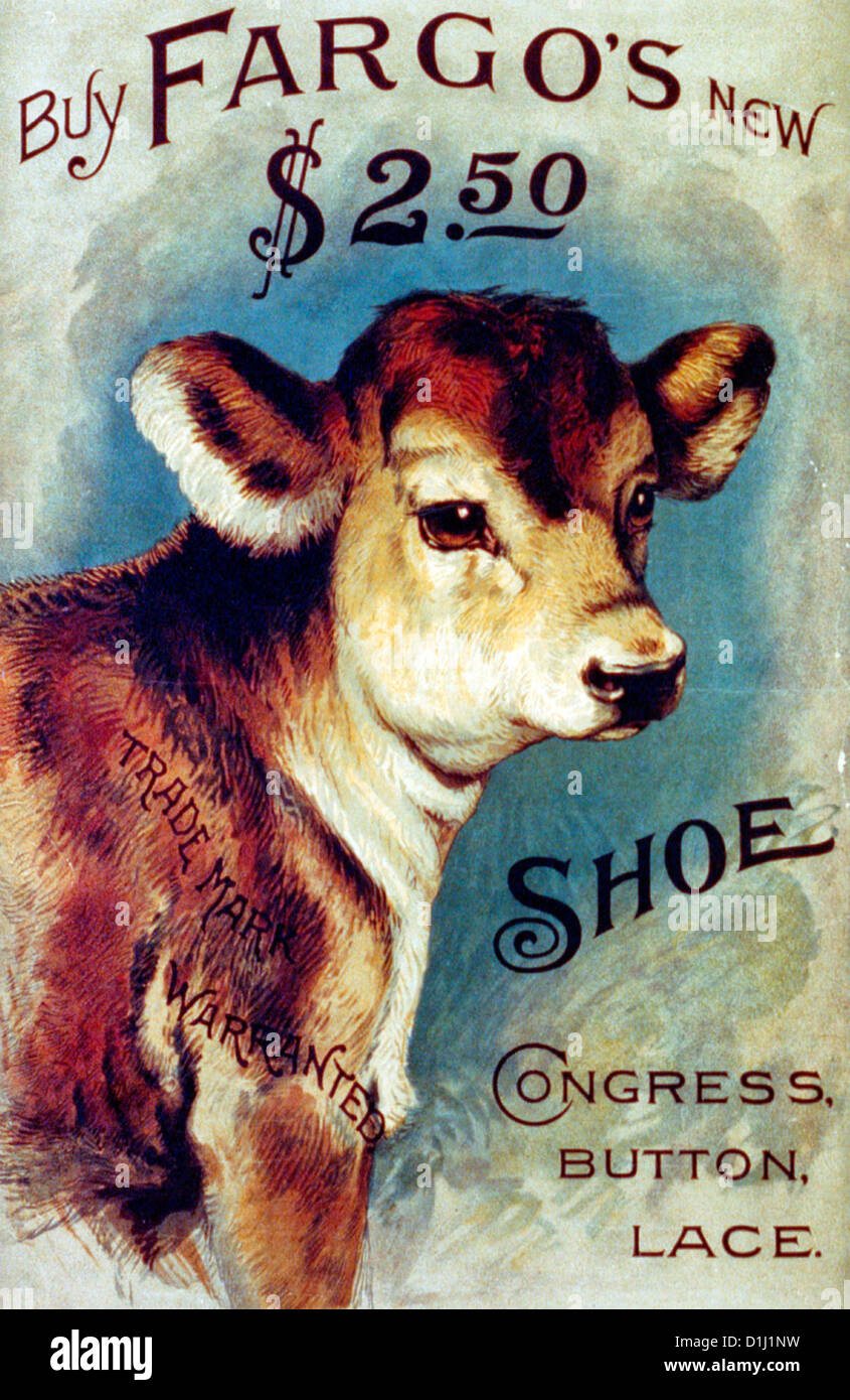 Fargo neue $2,50-Schuh - Werbung aus dem Jahr 1888 zu kaufen Stockfoto