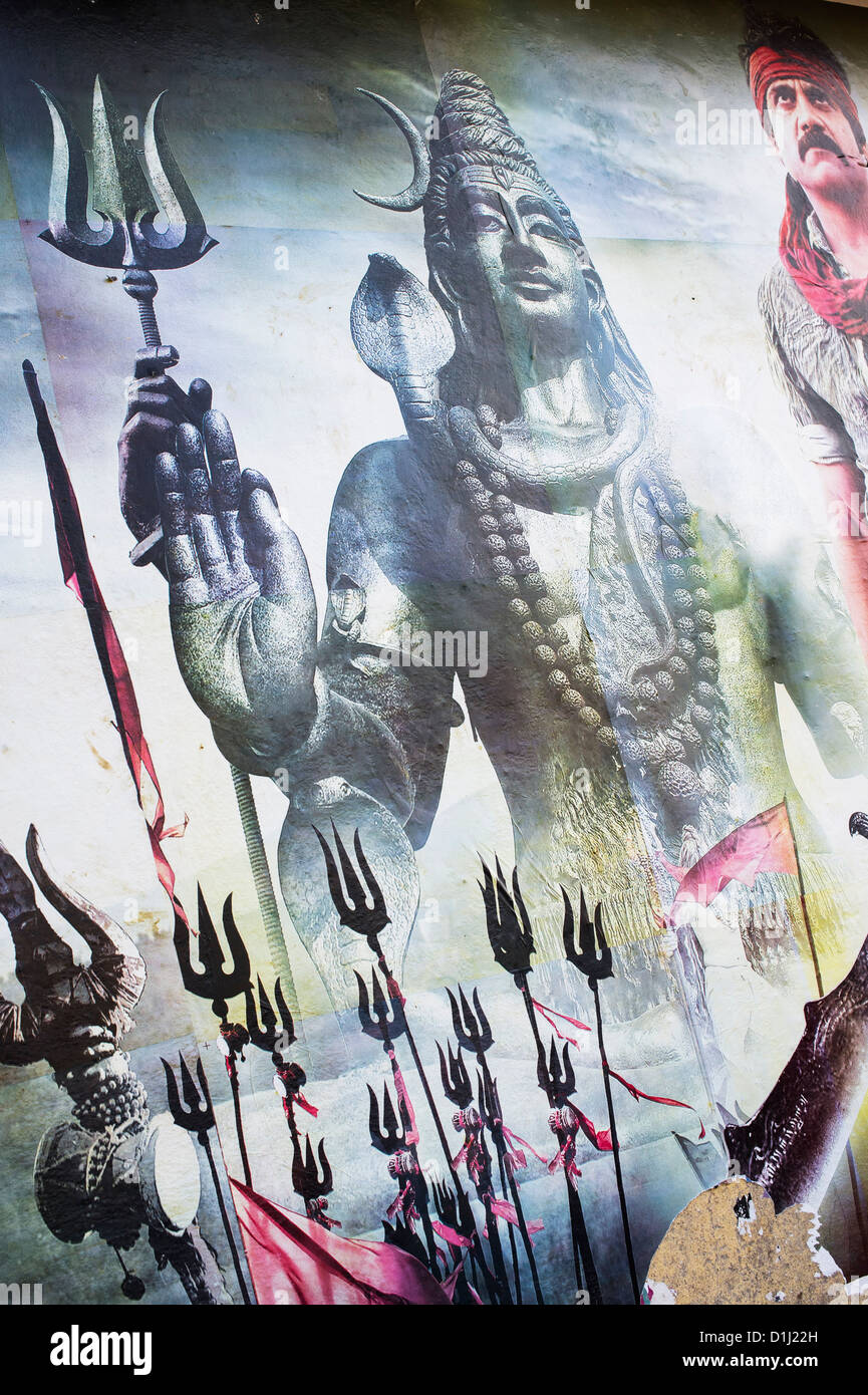 Lord Shiva. Indische Film-Plakat.  Andhra Pradesh, Indien Stockfoto