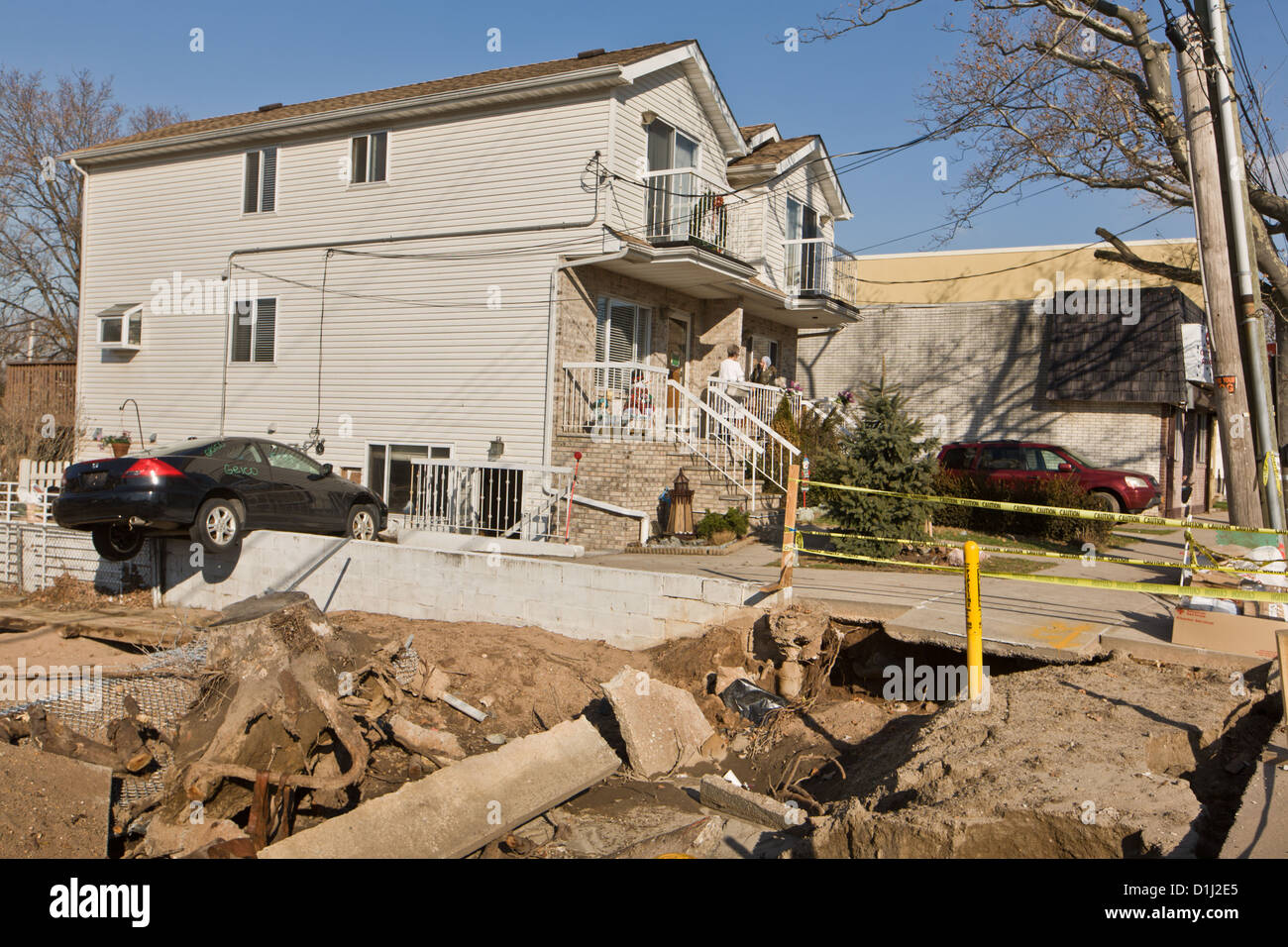 Wohn Schäden durch Hurrikan Sandy, Staten Island, New York Stockfoto