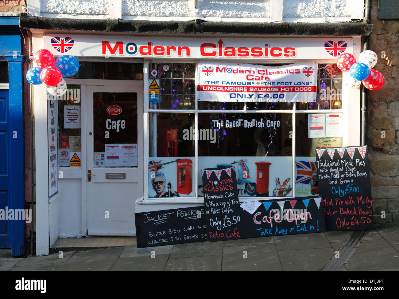 Der moderne Klassiker Café, steile Hügel, Lincoln, England, Vereinigtes Königreich Stockfoto