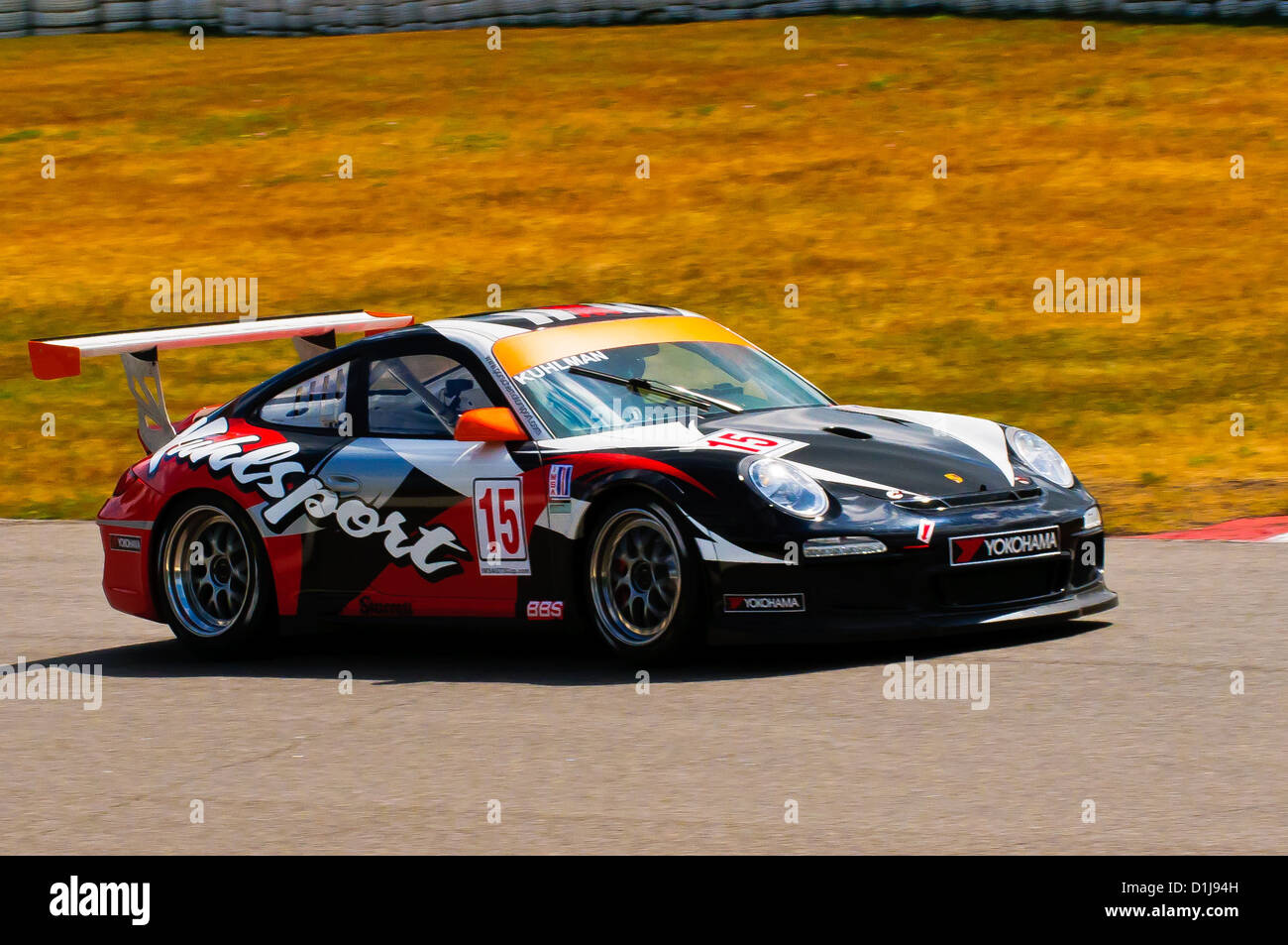 Ein Porsche GT3-Auto Praktiken für die ALMS American Le Mans Series Mobile 1 Grand Prix von Mosport Stockfoto