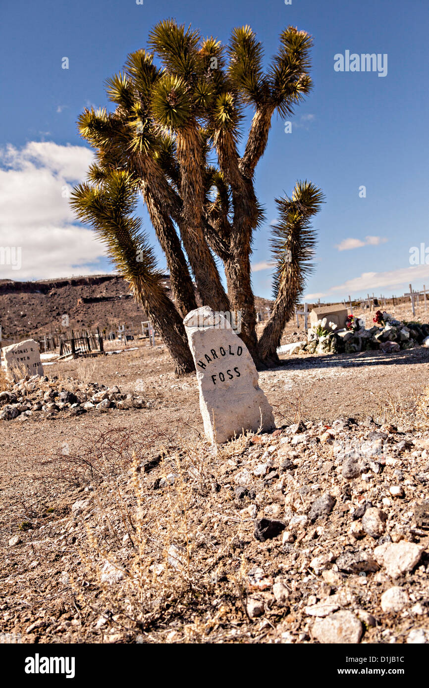 Alter Friedhof in ehemaligen Goldbergbau Boomtown drehte Geisterstadt Goldfield, Nevada, USA Stockfoto