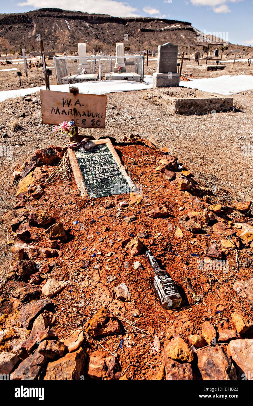 Alter Friedhof in ehemaligen Goldbergbau Boomtown drehte Geisterstadt Goldfield, Nevada, USA Stockfoto