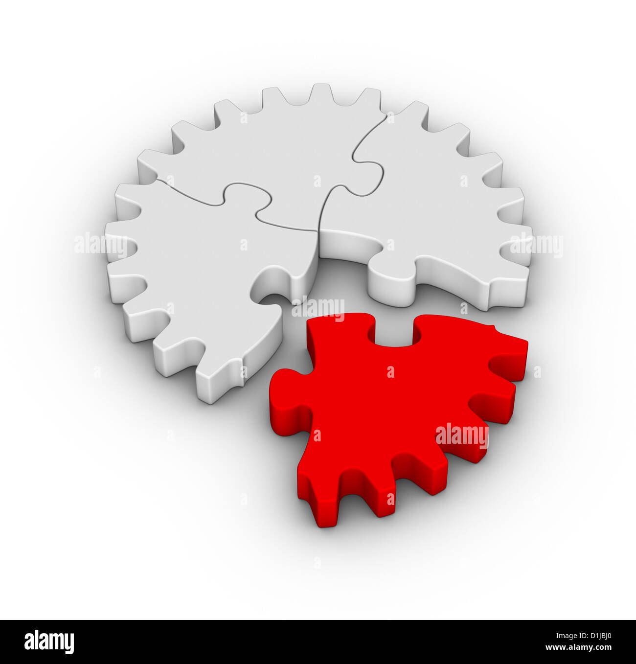 Ausrüstung von Puzzles mit roten Einteiler Stockfoto