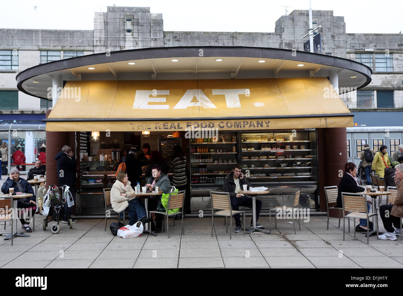 Eat The Real Food Company Churchill Square in Brighton Suppe, Kaffee und Snacks an hungrige Shopper zu verkaufen Stockfoto