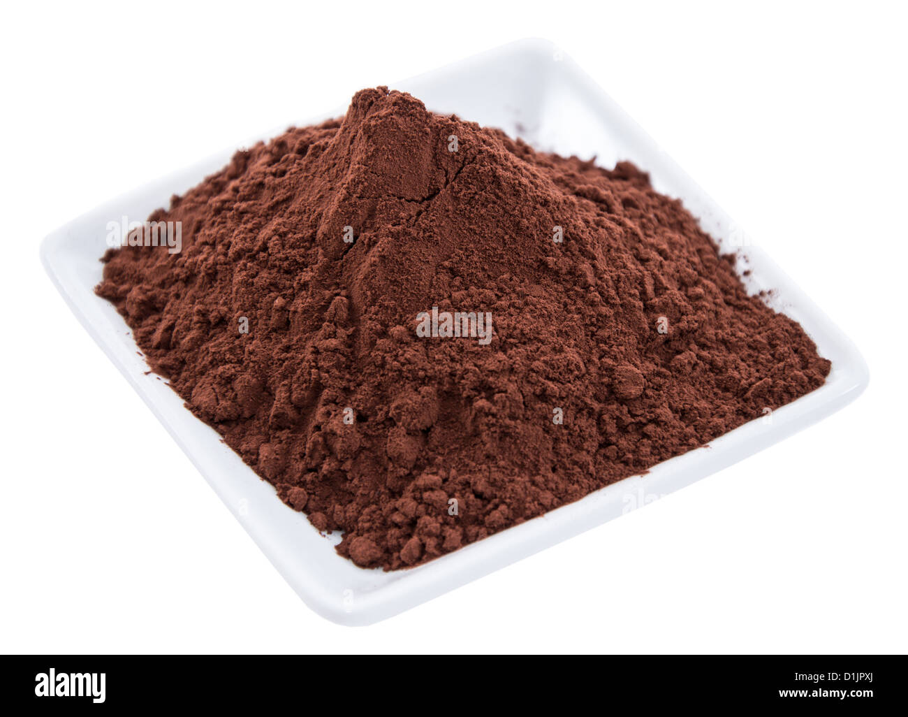 Haufen von Kakao isoliert auf weißem Hintergrund Stockfoto