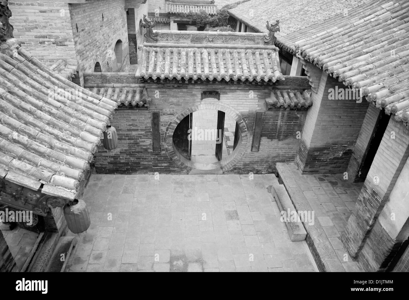 Traditionelle chinesische Gebäude, Sepia-Ton. Stockfoto