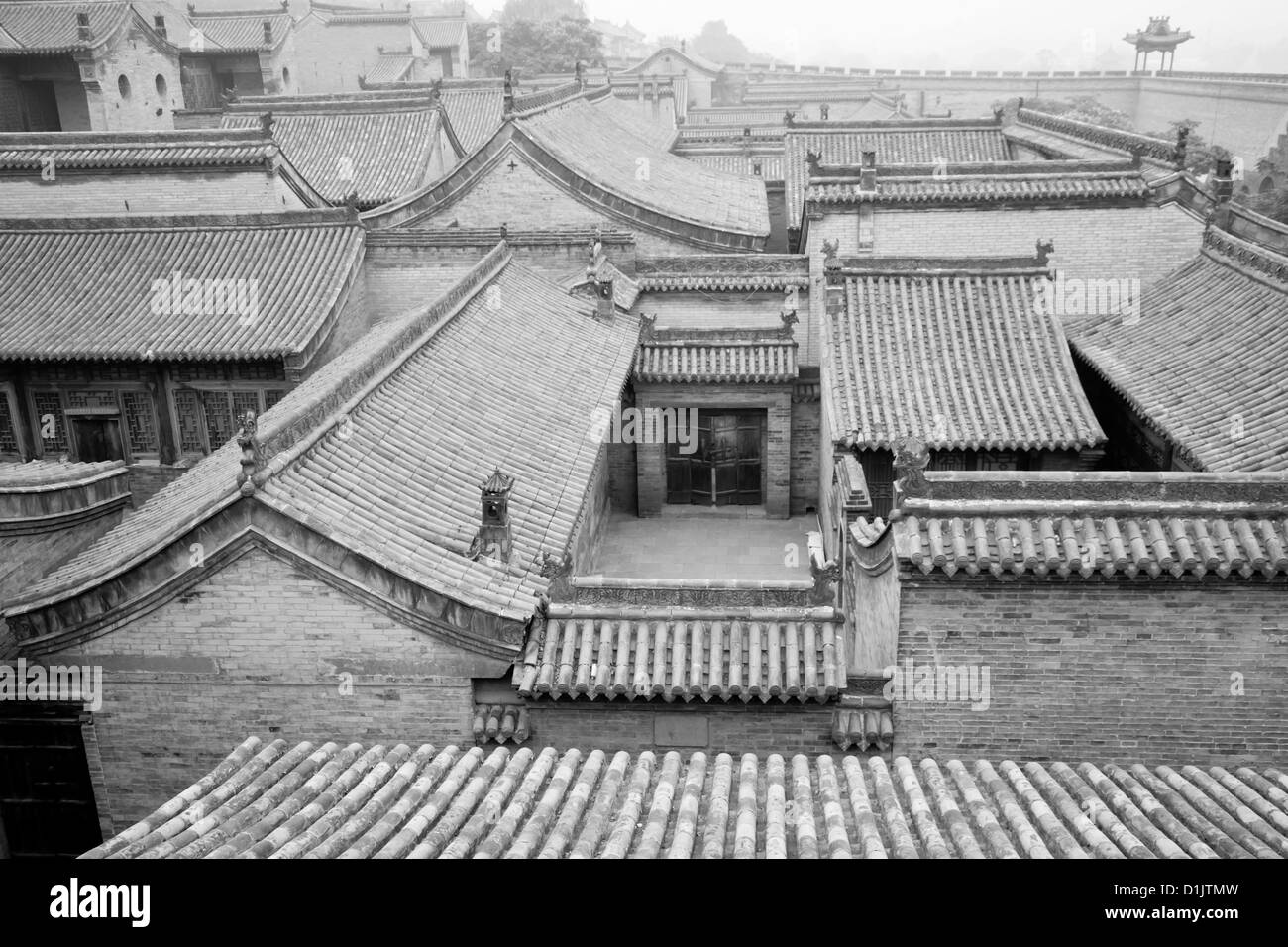 Traditionelle chinesische Gebäude, Sepia-Ton. Stockfoto