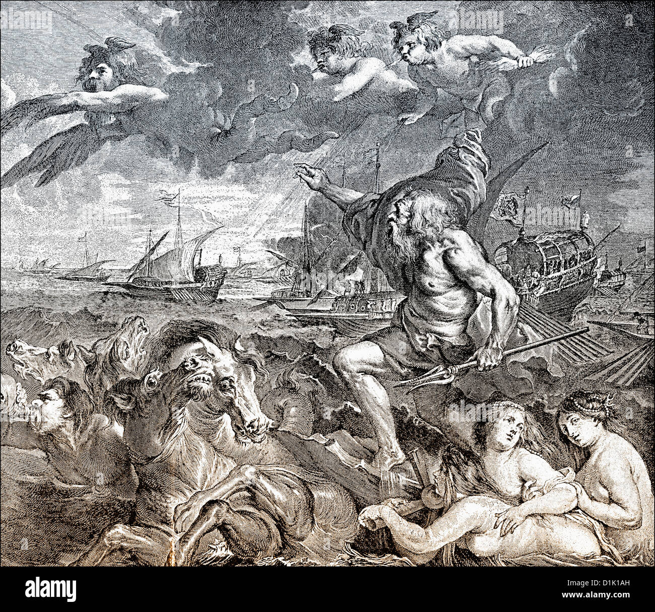 Allegorie mit Neptun auf der Reise des Kardinal-Infanten Ferdinand von Barcelona oder Prinz Ferdinand von Spanien und Portugal Stockfoto