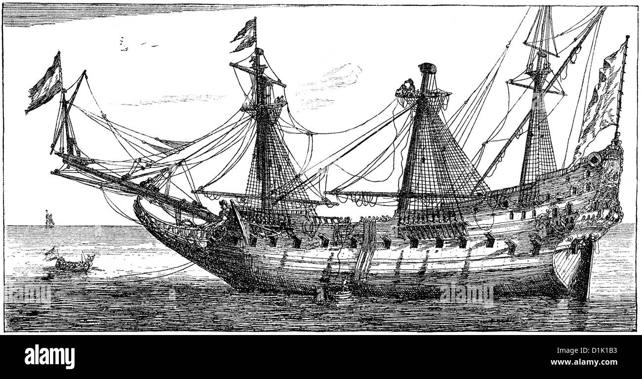 ein Schiff der niederländischen Ostindien-Kompanie, 17. Jahrhundert Stockfoto