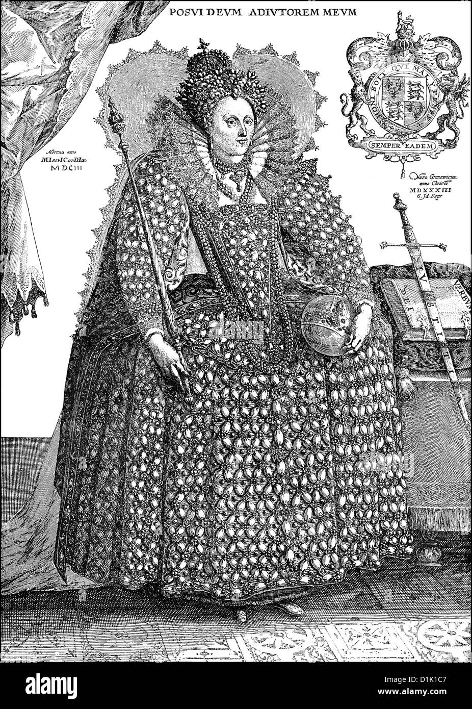 Porträt von Elizabeth i., 1533-1603, Königin von England 1558-1603, aus der Tudor-Dynastie Stockfoto