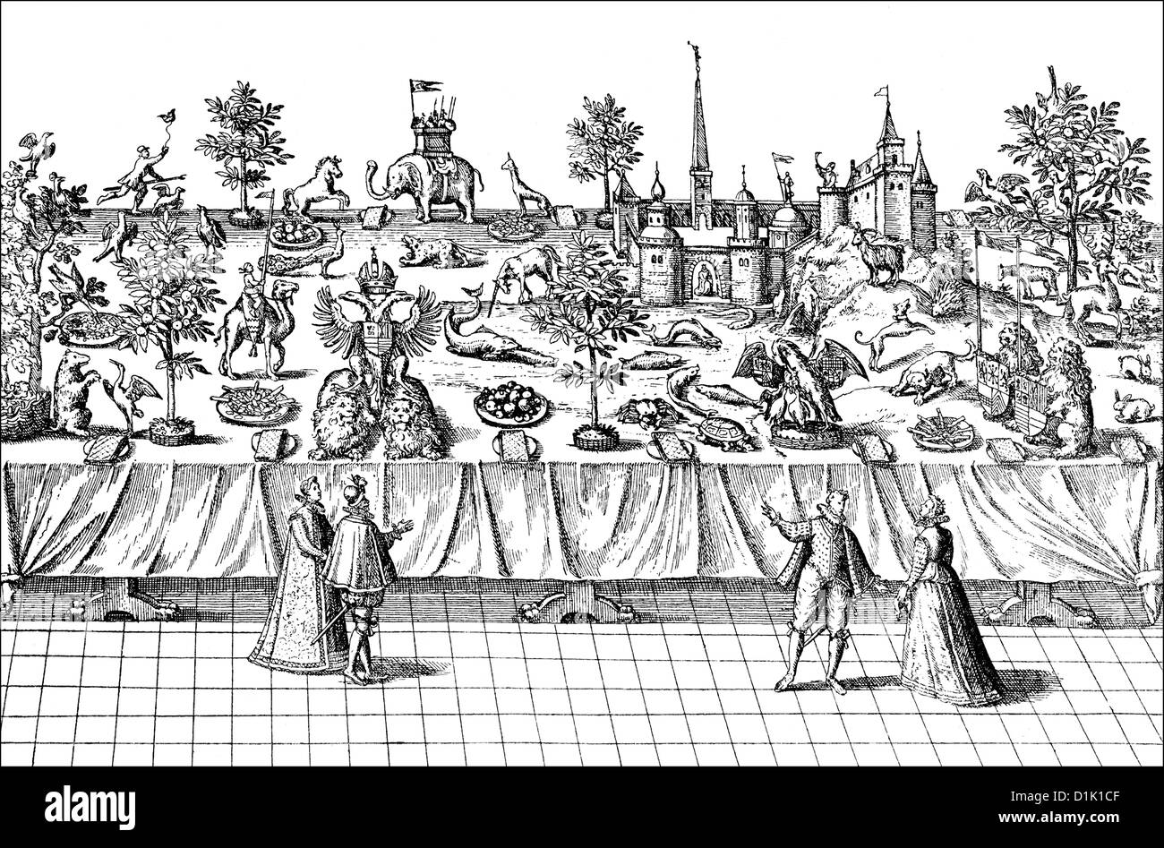 höfischen Prunk Tabelle in England um 1600 Stockfoto