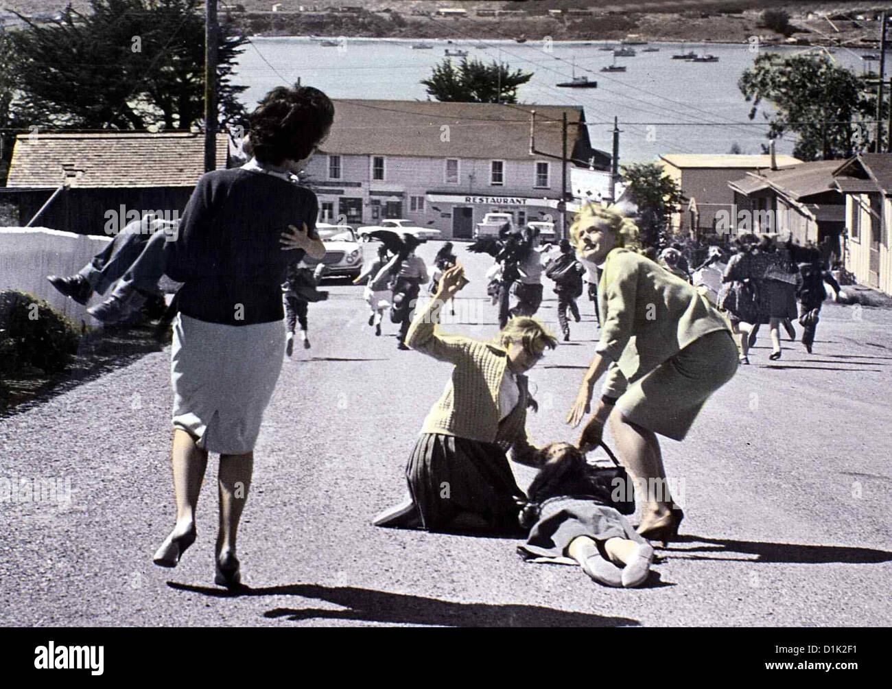 Die Voegel Vögel, Suzanne Pleshette, Tippi Hedren Annie (Suzanne Pleshette, l) Und Melanie (Tippi Hedren, R) Versuchen, sterben Stockfoto
