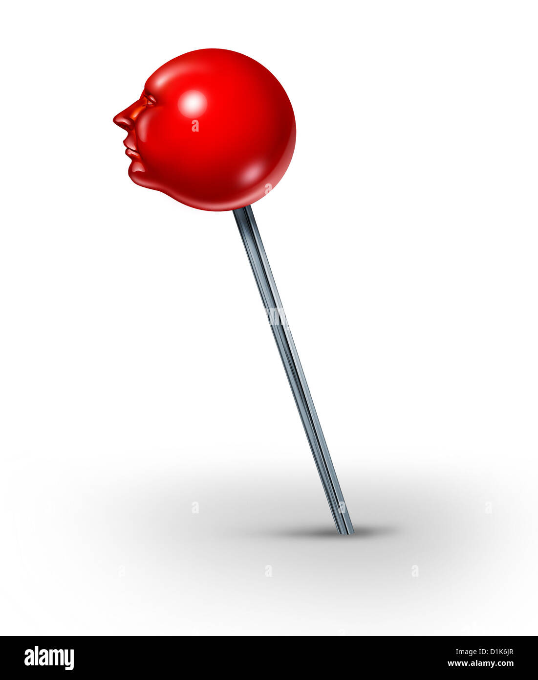 Karriere Position Konzept mit einer roten Stecknadel in der Form eines menschlichen Kopfes als Symbol zu finden, Ihre Arbeit Scharnierblätter mit Suche und Entdeckung auf weißem Hintergrund. Stockfoto