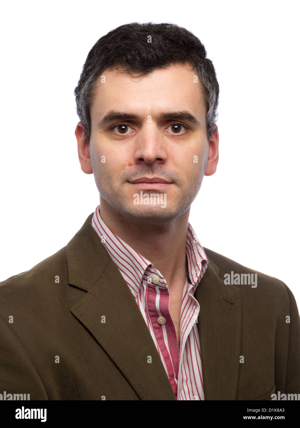 Porträt des Mannes auf weißem Hintergrund Stockfoto