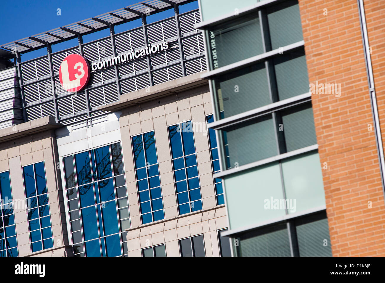 Ein Bürogebäude von Rüstungsunternehmen L3 Communications besetzt. Stockfoto