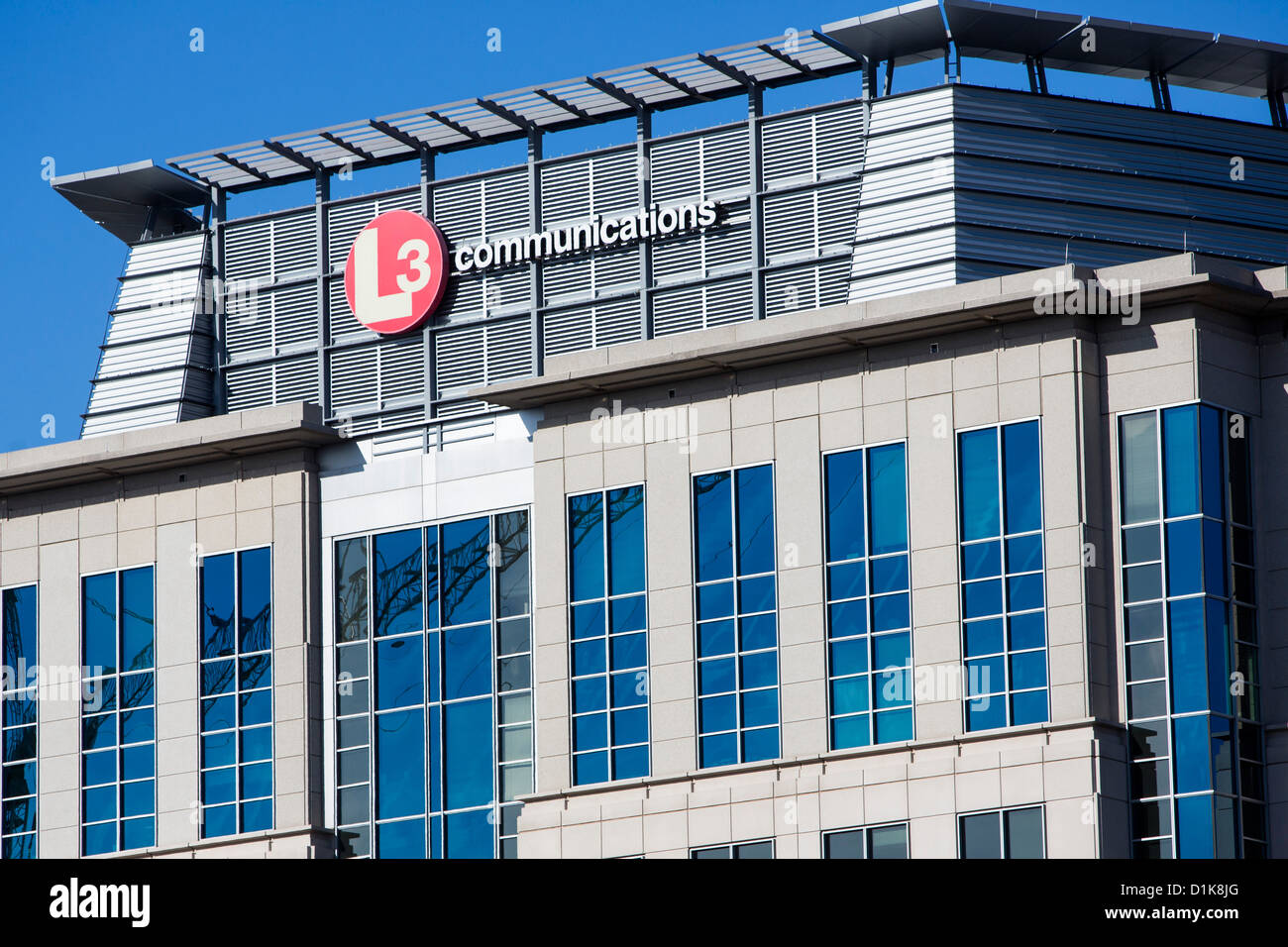 Ein Bürogebäude von Rüstungsunternehmen L3 Communications besetzt. Stockfoto