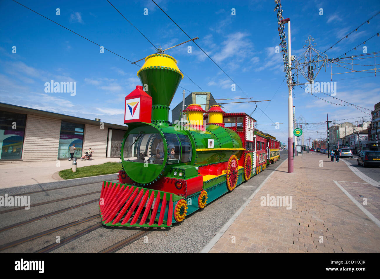 Erbe-Straßenbahn Blackpool Promenade Stockfoto