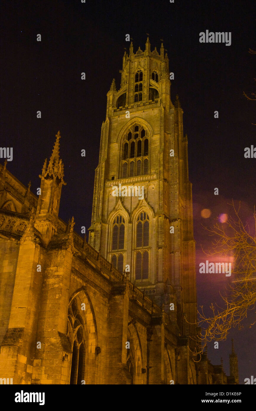 Boston Stump ist Abends beleuchtet Stockfoto