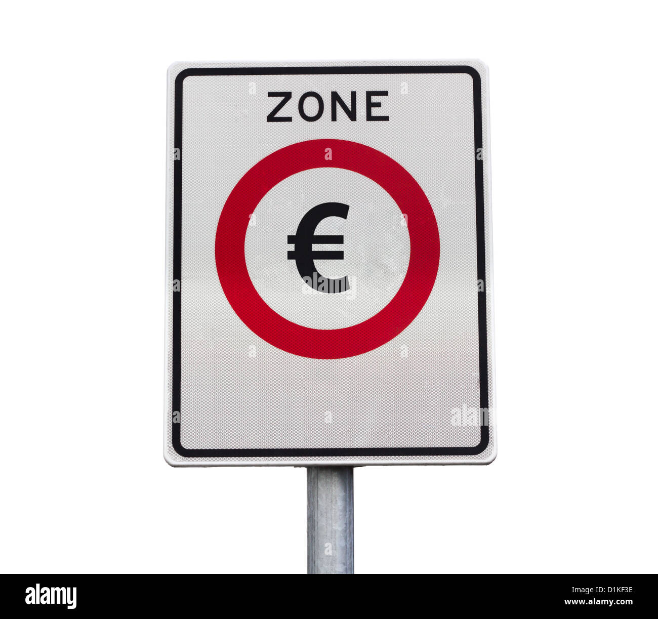 Eintritt in die Euro-Zone Schild Stockfoto