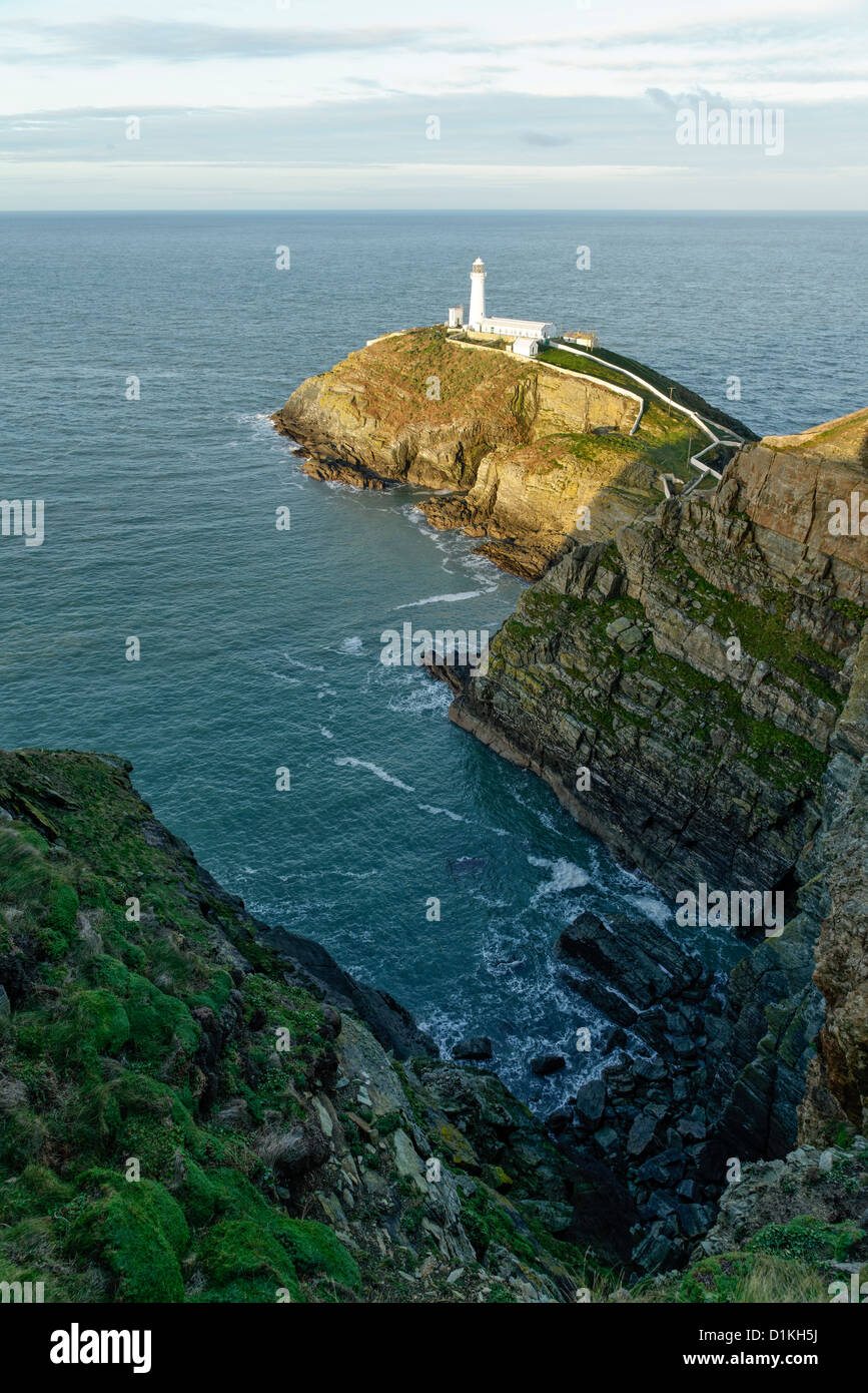 Sonnenaufgang über den South Stack-Leuchtturm Stockfoto