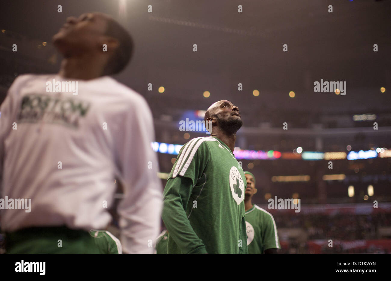 27. Dezember 2012 - Los Angeles, Kalifornien, USA - Boston Celtics Kevin Garnett macht sich bereit für das Spiel gegen die Los Angeles Clippers im Staples Center in Los Angeles, Kalifornien heute Donnerstag 27 Dezember 2012..ARMANDO ARORIZO/PI (Credit-Bild: © Armando Arorizo/Pi/Prensa Internacional/ZUMAPRESS.com) Stockfoto