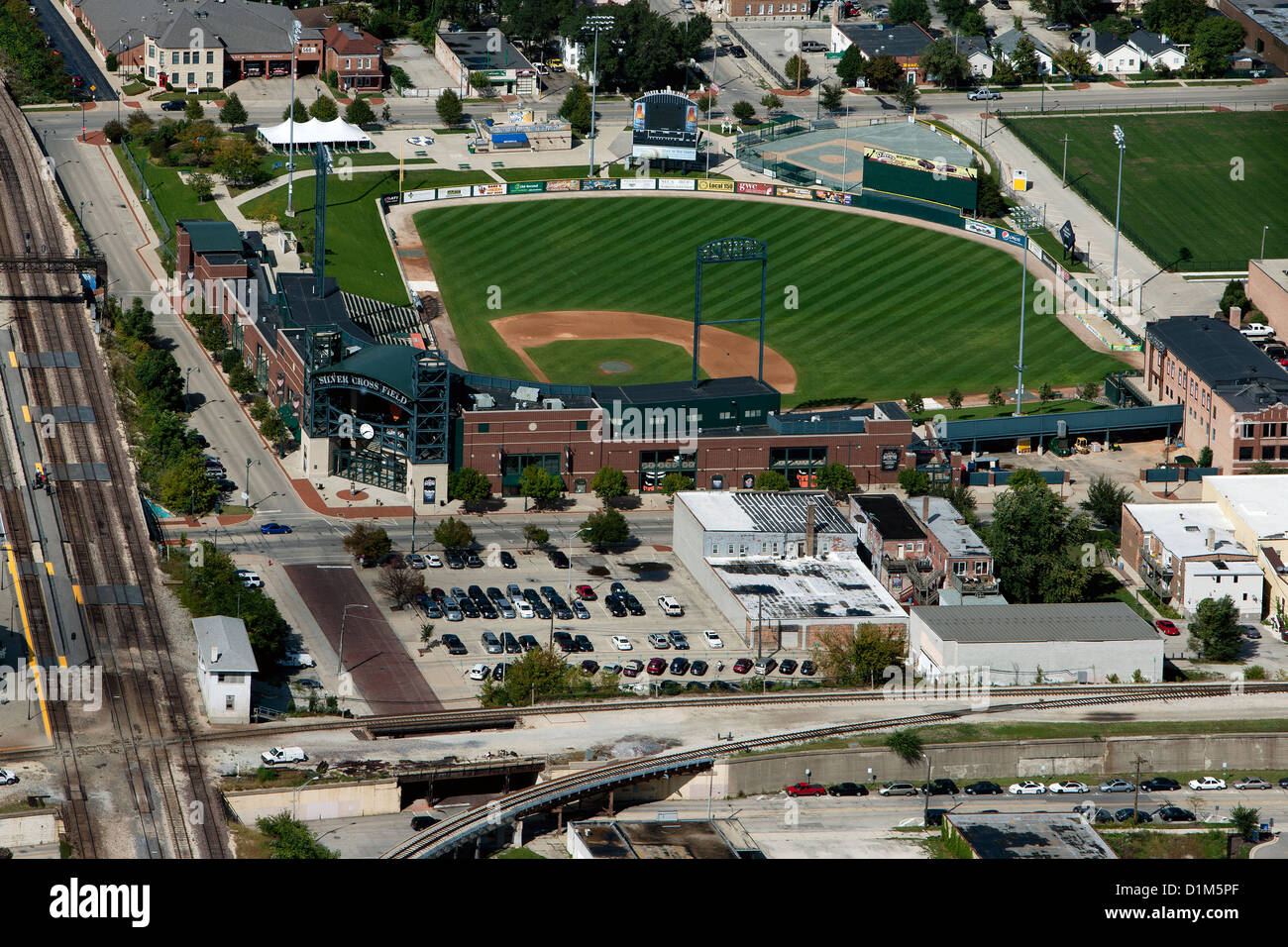 Luftaufnahme Silver Cross Bereich Baseball-Stadion, Joliet, Illinois Stockfoto