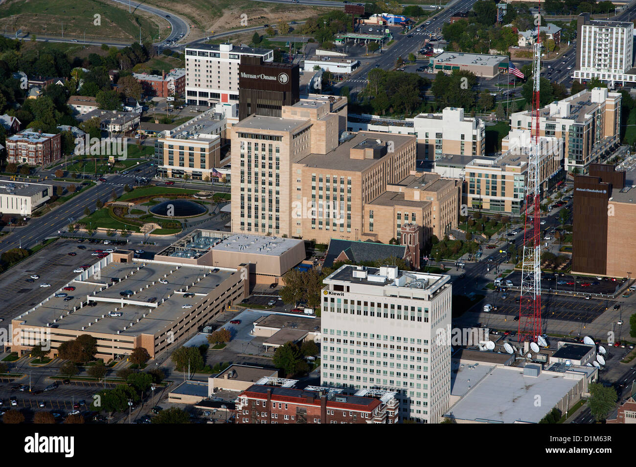 Luftaufnahme Kiewit und gegenseitigen Omaha Hauptsitz, Omaha, Nebraska Stockfoto