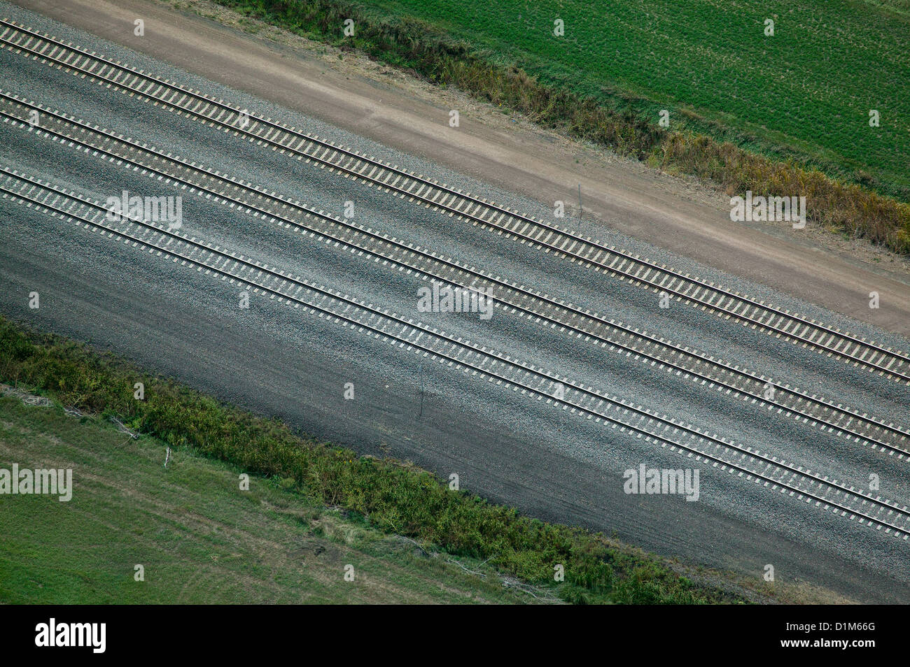 Luftaufnahme Union Pacific Gleisanlagen, Nebraska Stockfoto