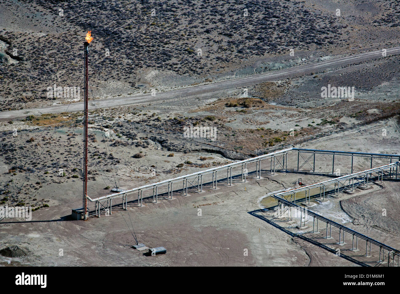 Luftaufnahme von Erdgas flare südlichen Wyoming Stockfoto