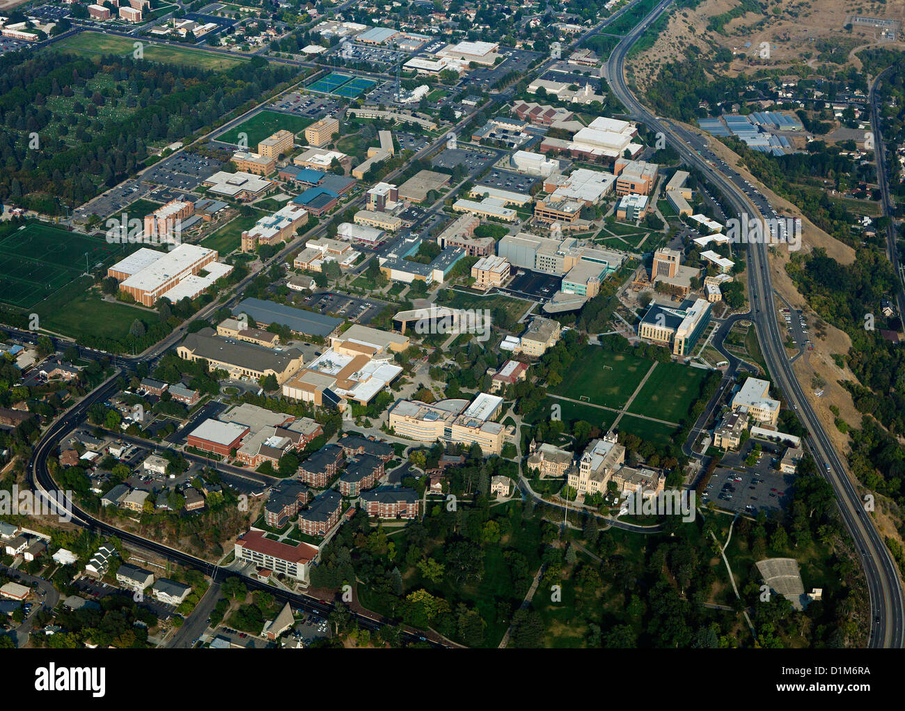 Luftaufnahme Utah State University, Logan, Utah Stockfoto