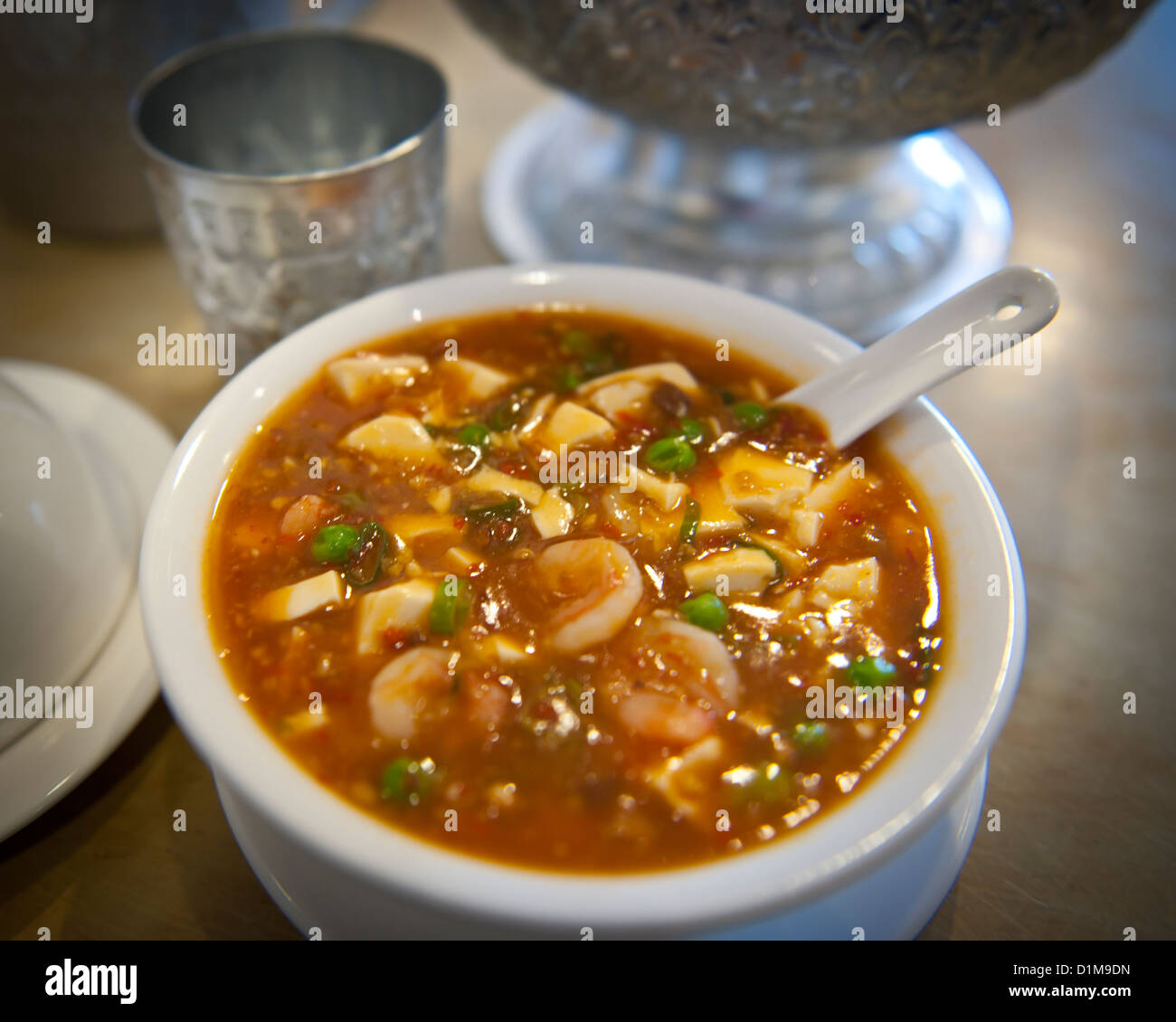 Würzige Garnelen und beancurd Teller, Taiwan Stockfoto