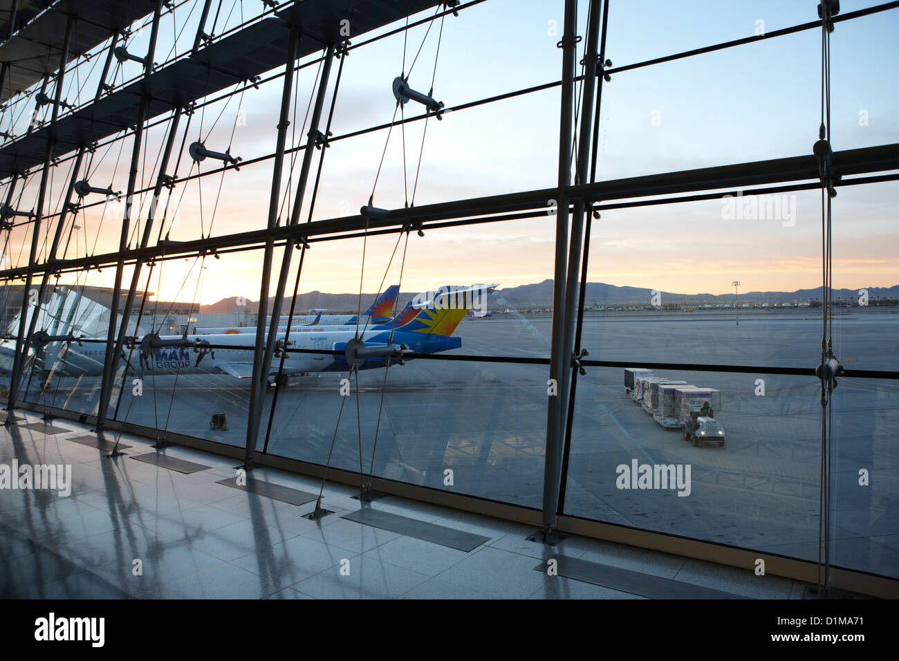 Sonnenaufgang über Mccarran international Airport Las Vegas Nevada, USA Stockfoto
